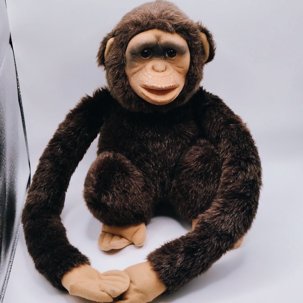 2009 Ruhuf Plush Hugger Monkey Puppet Plush Chimp Realistic 14”